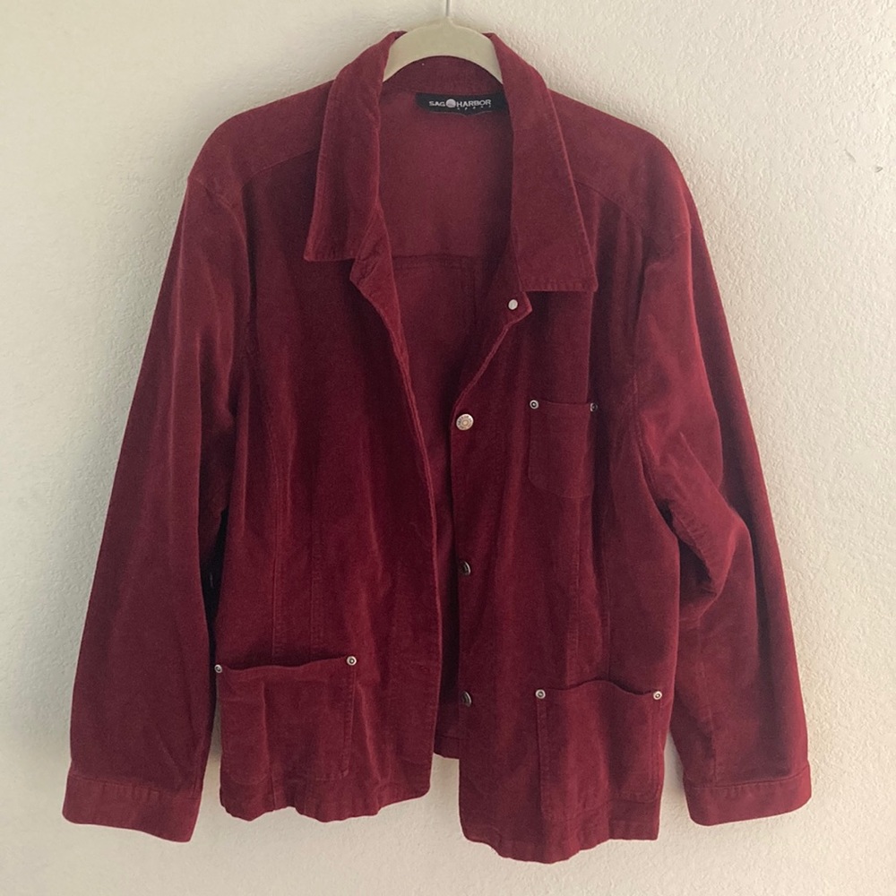Sag Harbor dark red corduroy jacket, size L